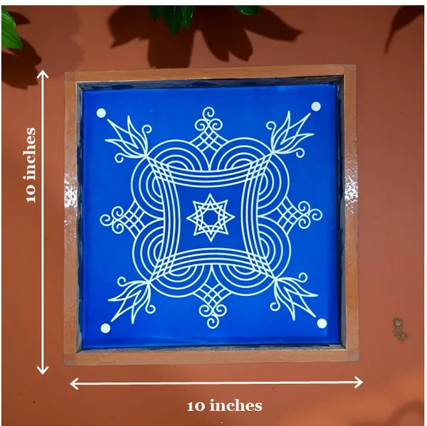 Searchers_Paradise_Iyengar_Padi_Kolam_Rangoli_Stencil_Model_5_Wooden_10x10_Inches_Pack_of_1_Piece