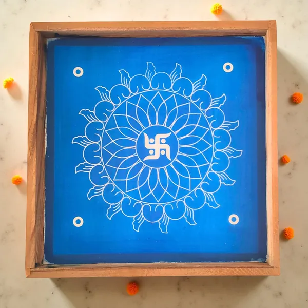 Searchers_Paradise_Swastik_Padi_Kolam_Rangoli_Stencil_Wooden_10x10_Inches_Pack_of_1_Piece