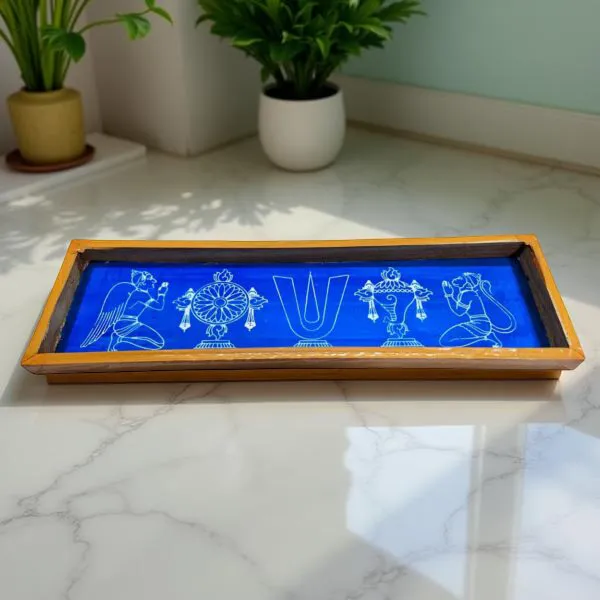 Searchers_Paradise_Shankh_Chakra_Namah_Hanuman_and_Garuda_Border_Rangoli_Stencil_Wooden17x5_Inches_Pack_of_1_Piece