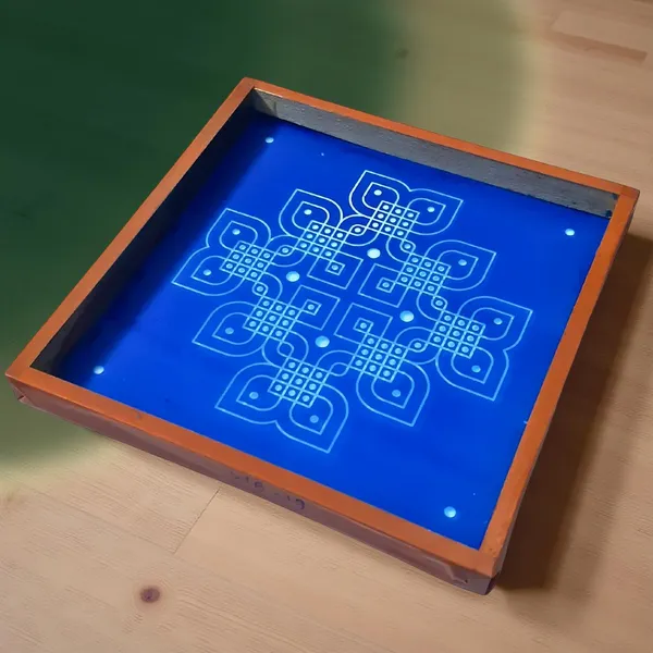 Searchers_Paradise_Padi_Kolam_Model_1_Rangoli_Stencil_Wooden_10x10_Inches_Pack_of_1_Piece