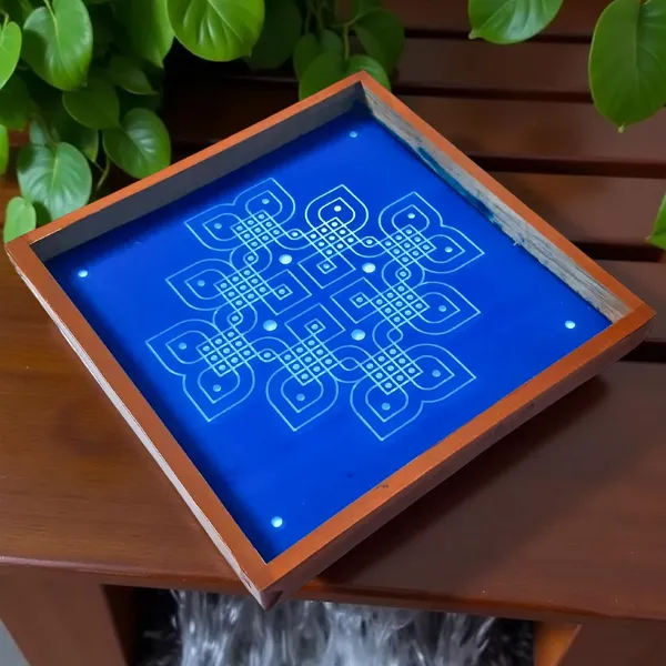 Searchers_Paradise_Padi_Kolam_Model_1_Rangoli_Stencil_Wooden_10x10_Inches_Pack_of_1_Piece
