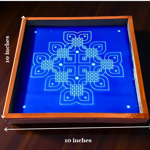 Searchers_Paradise_Padi_Kolam_Model_1_Rangoli_Stencil_Wooden_10x10_Inches_Pack_of_1_Piece