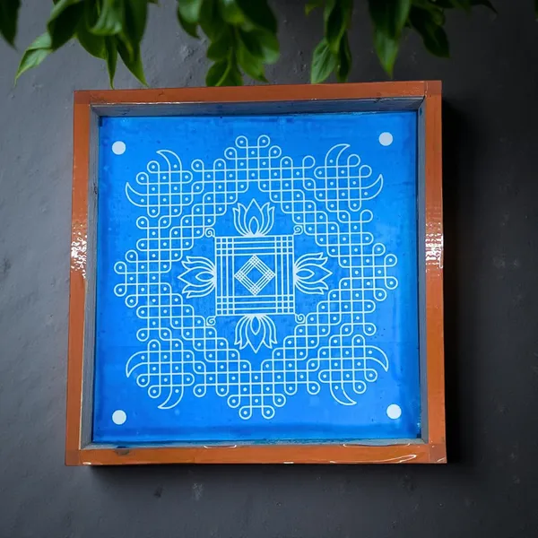 Searchers_Paradise_Kambi_Kolam_Model_3_Rangoli_Stencil_Wooden_10x10_Inches_Pack_of_1_Piece