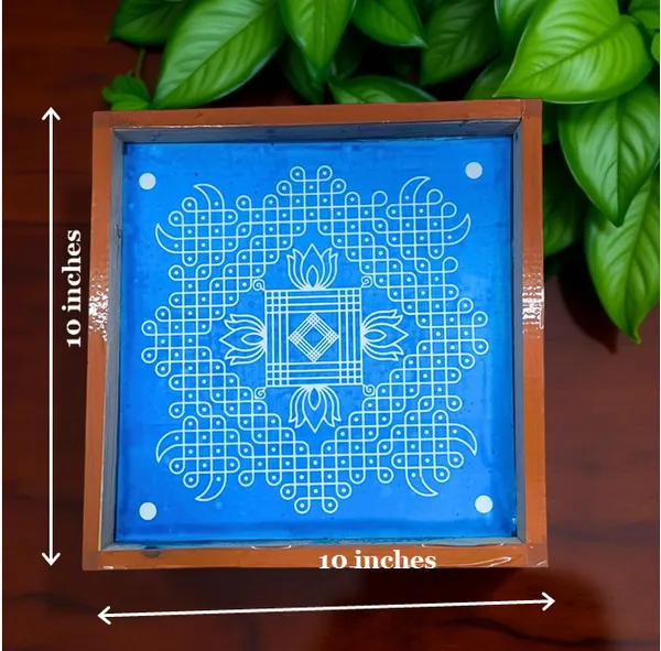 Searchers_Paradise_Kambi_Kolam_Model_3_Rangoli_Stencil_Wooden_10x10_Inches_Pack_of_1_Piece
