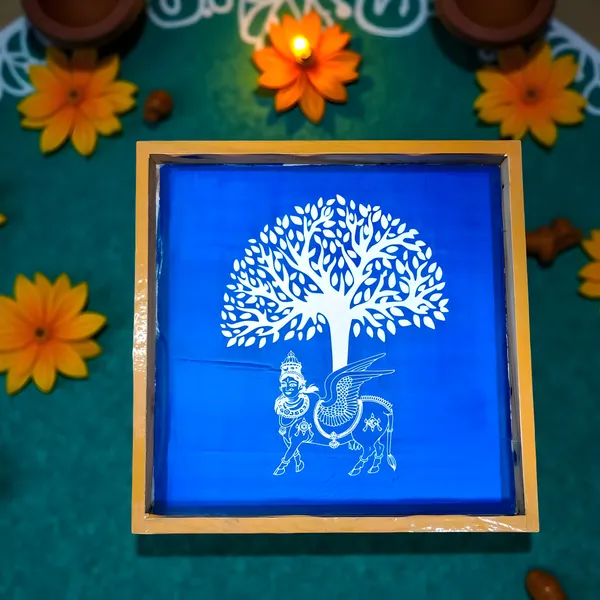 Searchers_Paradise_Karpaga_Virutcham_Tree_With_Kamadhenu_Rangoli_Stencil_Wooden_10x10_Inches_Pack_of_1_Piece