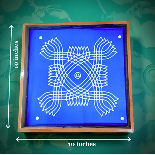 Searchers_Paradise_Padi_Kolam_Model_6_Rangoli_Stencil_Wooden_10x10_Inches_Pack_of_1_Piece