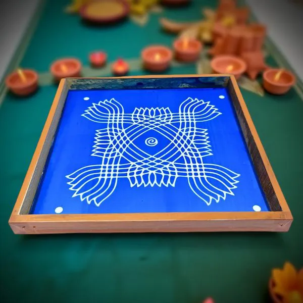 Searchers_Paradise_Padi_Kolam_Model_6_Rangoli_Stencil_Wooden_10x10_Inches_Pack_of_1_Piece