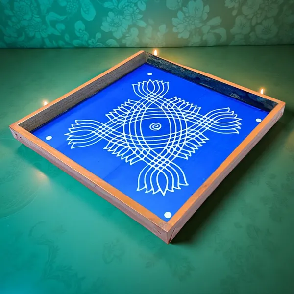 Searchers_Paradise_Padi_Kolam_Model_6_Rangoli_Stencil_Wooden_10x10_Inches_Pack_of_1_Piece