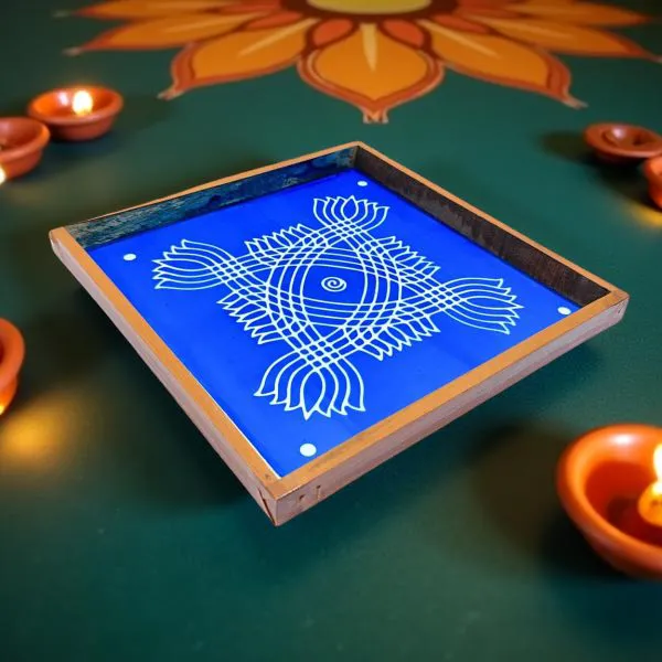 Searchers_Paradise_Padi_Kolam_Model_6_Rangoli_Stencil_Wooden_10x10_Inches_Pack_of_1_Piece