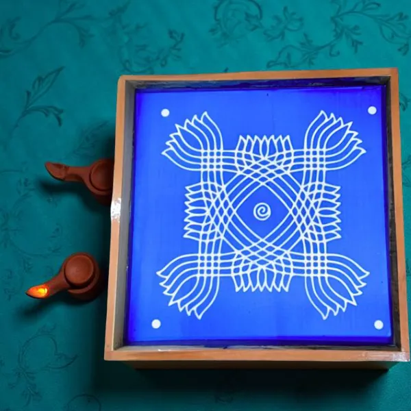 Searchers_Paradise_Padi_Kolam_Model_6_Rangoli_Stencil_Wooden_10x10_Inches_Pack_of_1_Piece