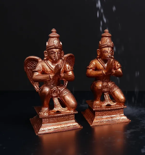 SEARCHERS_PARADISE_,_Copper_Handmade_Sitting_Garudar_and_Hanuman_4.3_inches_1.1_Kg,_Pack_of_1_Piece