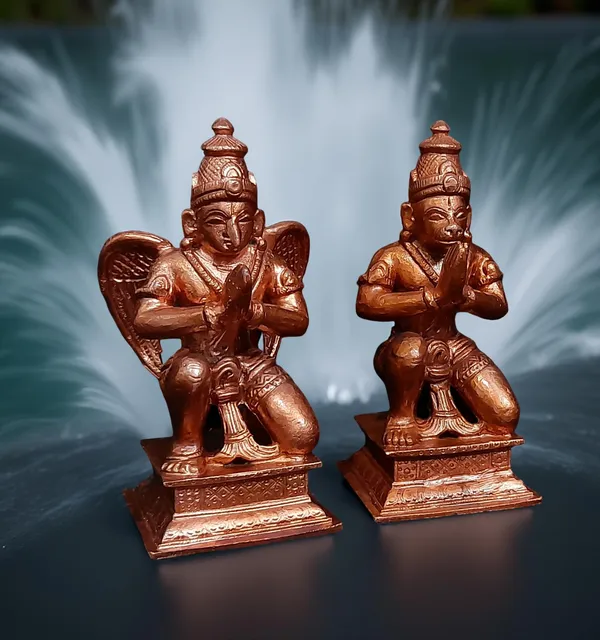 SEARCHERS_PARADISE_,_Copper_Handmade_Sitting_Garudar_and_Hanuman_4.3_inches_1.1_Kg,_Pack_of_1_Piece
