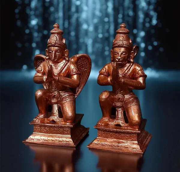 SEARCHERS_PARADISE_,_Copper_Handmade_Sitting_Garudar_and_Hanuman_4.3_inches_1.1_Kg,_Pack_of_1_Piece