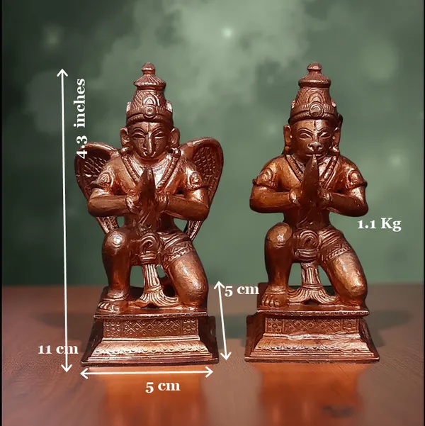 SEARCHERS_PARADISE_,_Copper_Handmade_Sitting_Garudar_and_Hanuman_4.3_inches_1.1_Kg,_Pack_of_1_Piece