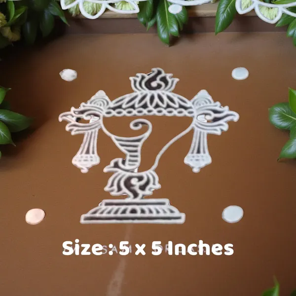 Searchers_Paradise_Shankh_Rangoli_Stencil_Wooden_5x5_Inches_Pack_of_1_Piece