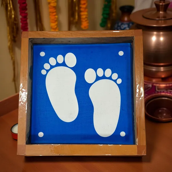 Searchers_Paradise_Krishna_Pada_Kolam_Rangoli_Stencil_Wooden,_(5x5_Inches)_Pack_of_1_Piece