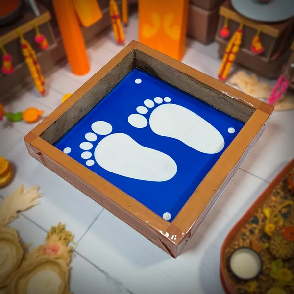 Searchers_Paradise_Krishna_Pada_Kolam_Rangoli_Stencil_Wooden,_(5x5_Inches)_Pack_of_1_Piece
