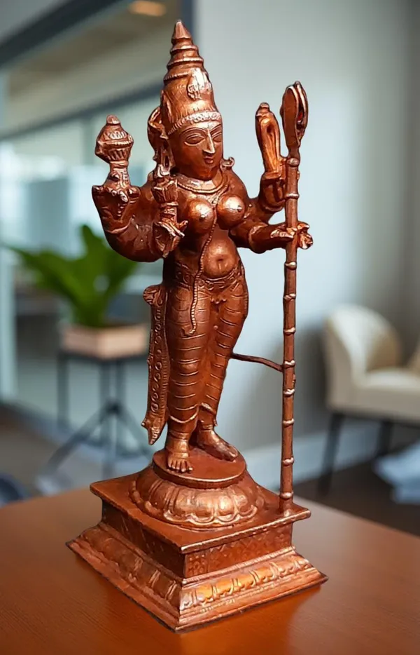 Brownish-Orange_Copper_Idols_Of_God_Standing_Raja_Rajeswari,_5_Inches,_460G,_Patina_Antique_Finish,_Pack_Of_1_Piece