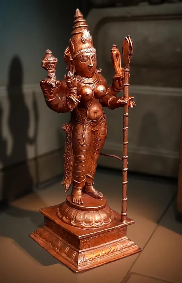 Brownish-Orange_Copper_Idols_Of_God_Standing_Raja_Rajeswari,_5_Inches,_460G,_Patina_Antique_Finish,_Pack_Of_1_Piece
