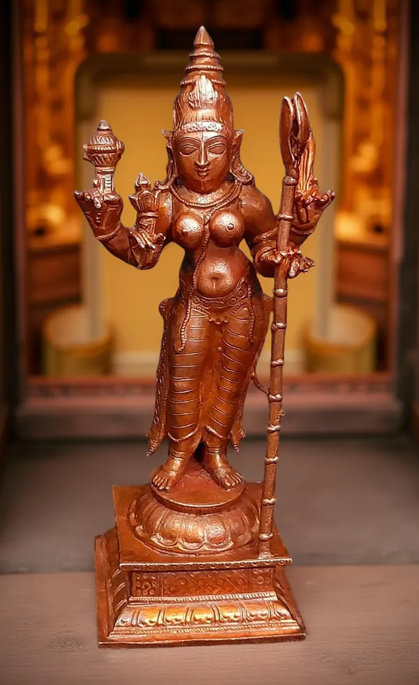 Brownish-Orange_Copper_Idols_Of_God_Standing_Raja_Rajeswari,_5_Inches,_460G,_Patina_Antique_Finish,_Pack_Of_1_Piece