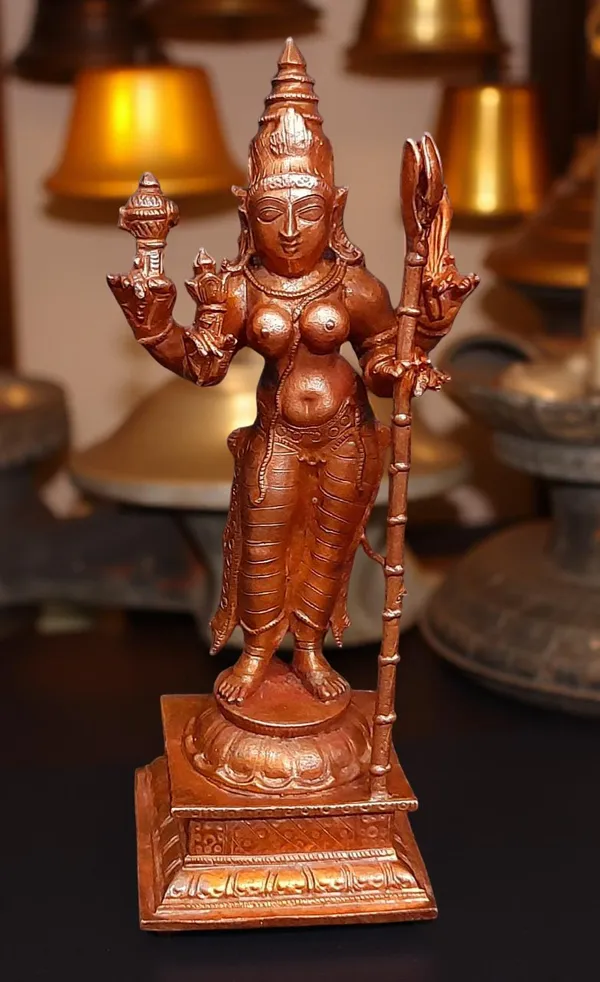 Brownish-Orange_Copper_Idols_Of_God_Standing_Raja_Rajeswari,_5_Inches,_460G,_Patina_Antique_Finish,_Pack_Of_1_Piece