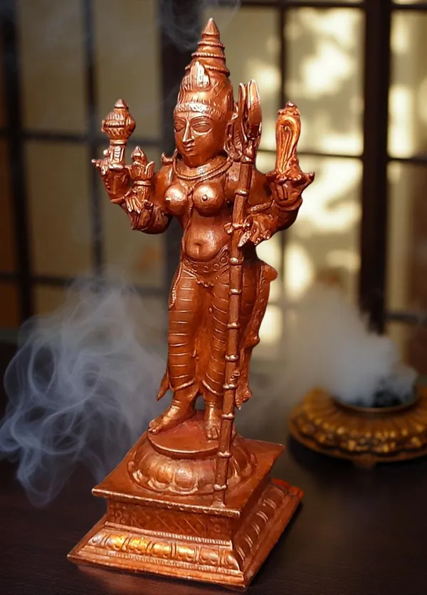 Brownish-Orange_Copper_Idols_Of_God_Standing_Raja_Rajeswari,_5_Inches,_460G,_Patina_Antique_Finish,_Pack_Of_1_Piece