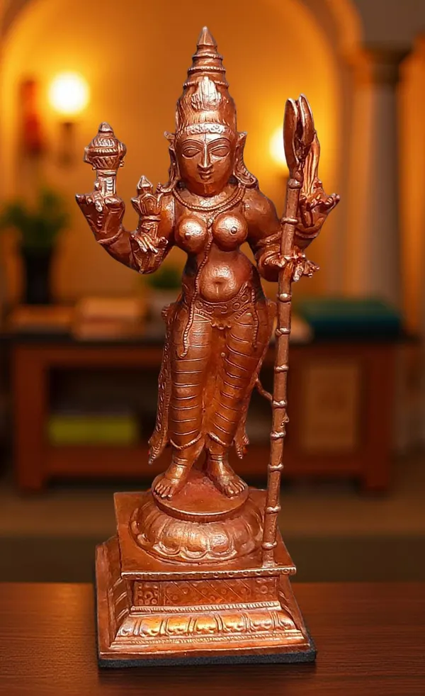 Brownish-Orange_Copper_Idols_Of_God_Standing_Raja_Rajeswari,_5_Inches,_460G,_Patina_Antique_Finish,_Pack_Of_1_Piece