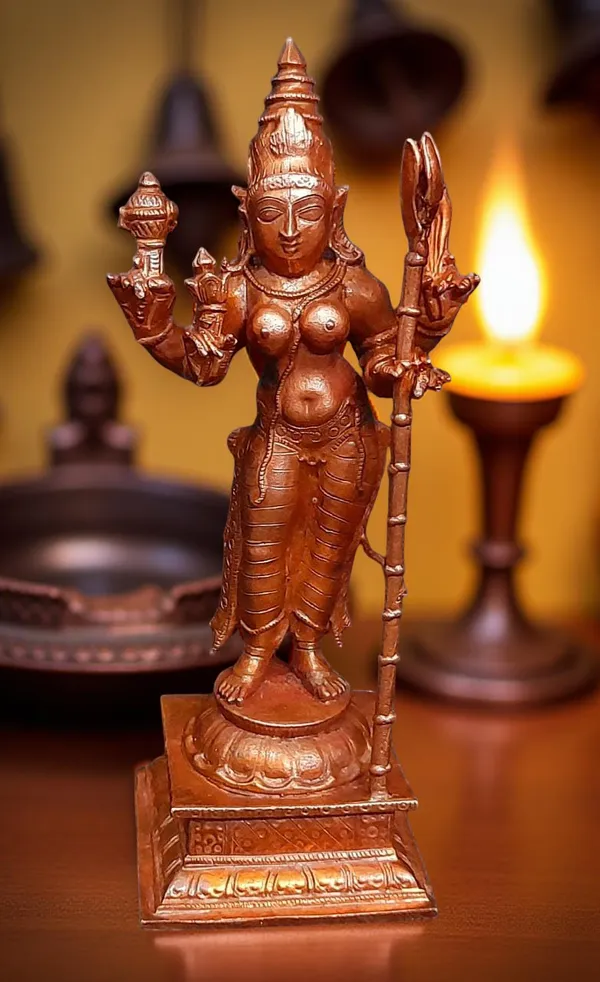 Brownish-Orange_Copper_Idols_Of_God_Standing_Raja_Rajeswari,_5_Inches,_460G,_Patina_Antique_Finish,_Pack_Of_1_Piece