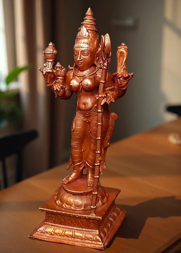 Brownish-Orange_Copper_Idols_Of_God_Standing_Raja_Rajeswari,_5_Inches,_460G,_Patina_Antique_Finish,_Pack_Of_1_Piece