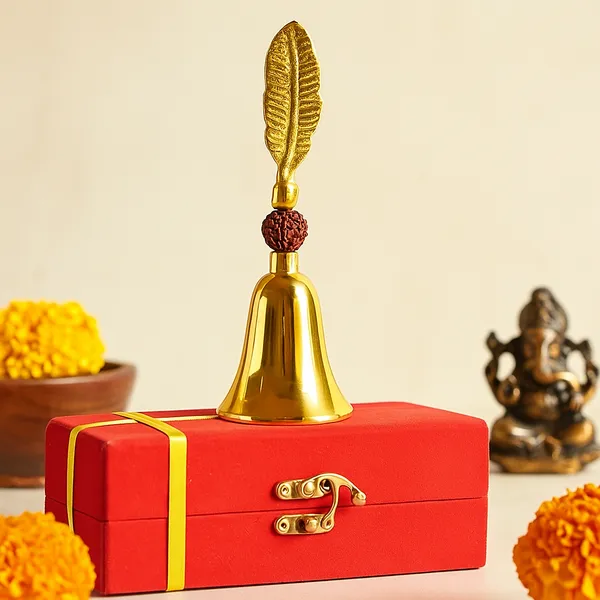 5-Inch_Puja_Bell_with_Rudraksha_&_Feather_Handle