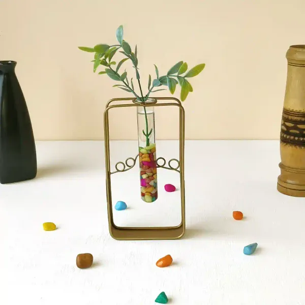 Designer_Rectangular_Golden_Metal_Flower_Vase_With_Glass_Tube_For_Modern_Home_Decor