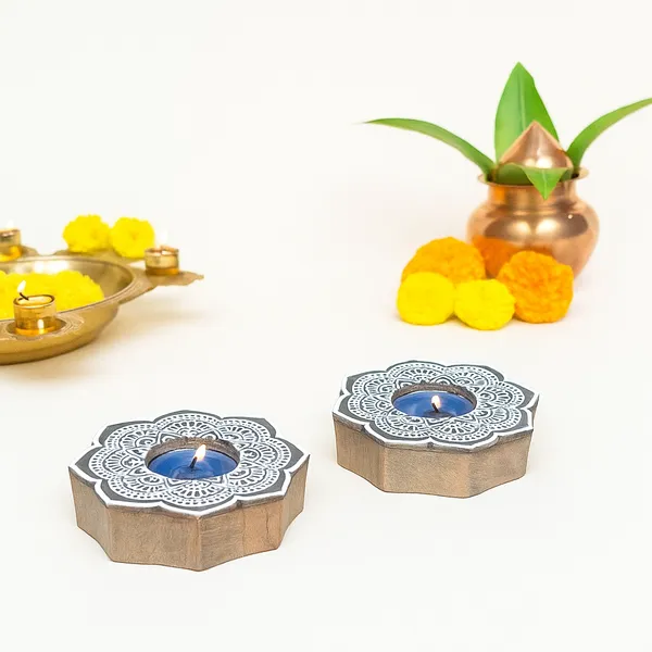 Rangolistyle_Flowershaped_Wooden_Block_Print_Tea_Light_Candle_Holder_Perfect_For_Diwali_&_Festival_Decorations