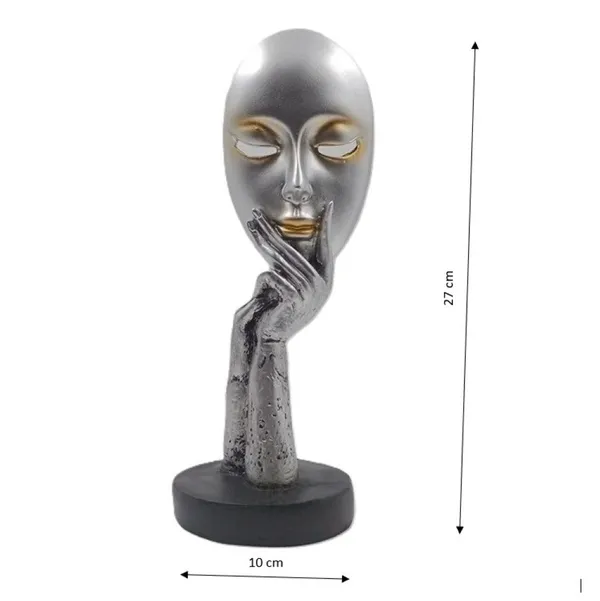 Abstract_Face_Thinking_Sculpture_â€“_Silver_&_Gold_Accent