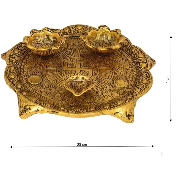 Antique_Finish_Brass_Pooja_Thali_with_Diyas_â€“_Swastik_Design