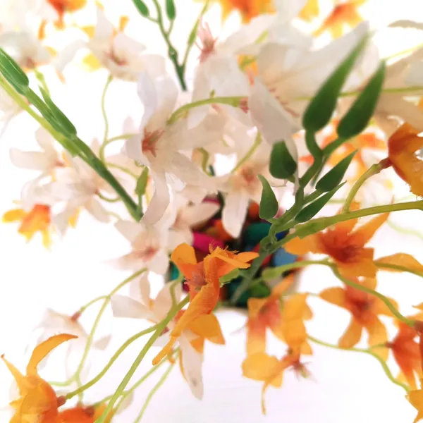 Artificial_Orange_And_White_Lily_Plant_in_White_Pot