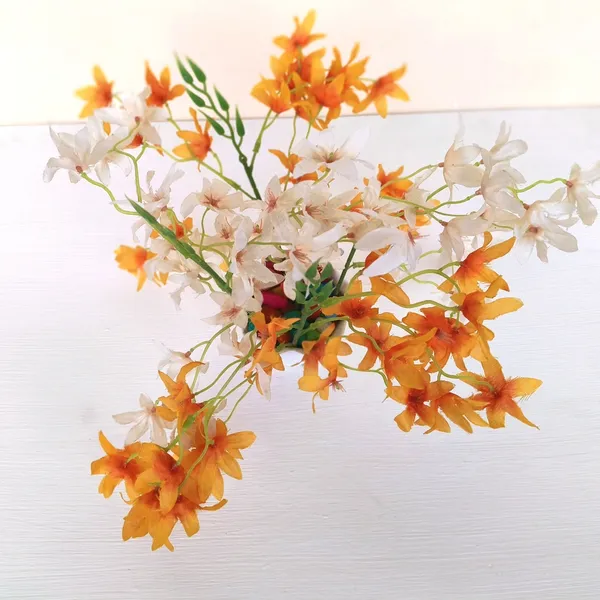 Artificial_Orange_And_White_Lily_Plant_in_White_Pot