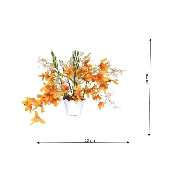 Artificial_Orange_And_White_Lily_Plant_in_White_Pot
