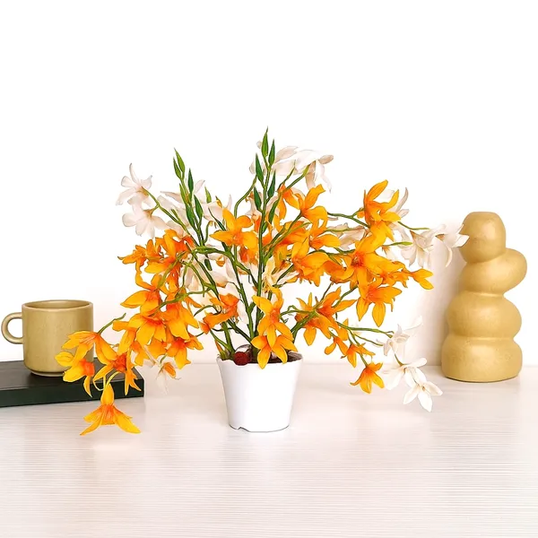 Artificial_Orange_And_White_Lily_Plant_in_White_Pot