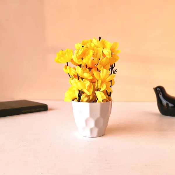 Artificial_Yellow_Flower_Arrangement_in_White_Pot