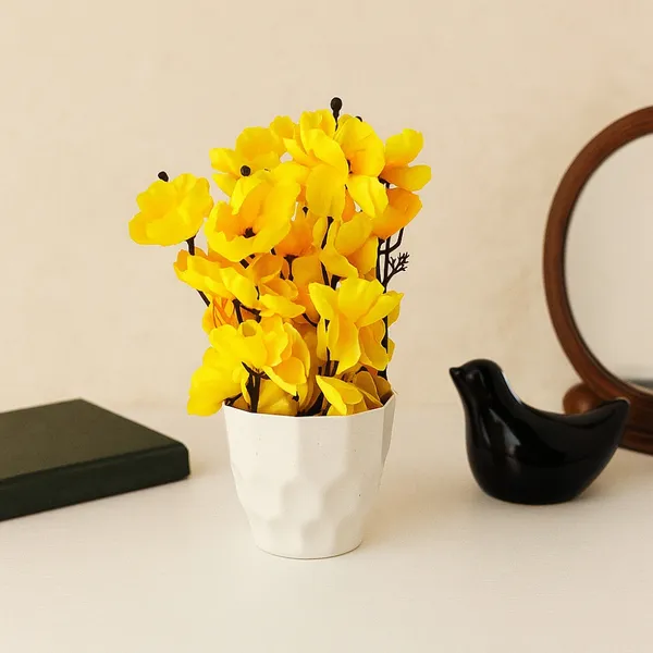 Artificial_Yellow_Flower_Arrangement_in_White_Pot