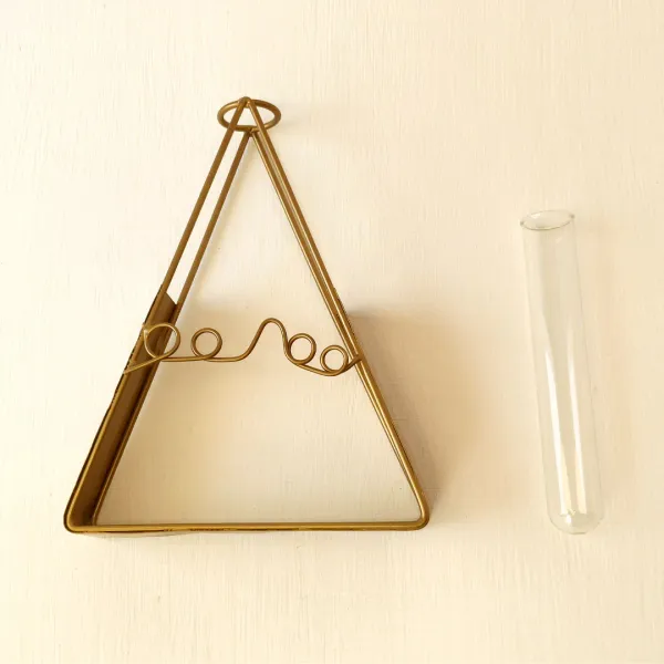 Stylish_Triangleshaped_Golden_Metal_Flower_Vase_With_Glass_Tube_For_Elegant_Home_And_Office_Decor