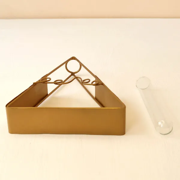 Stylish_Triangleshaped_Golden_Metal_Flower_Vase_With_Glass_Tube_For_Elegant_Home_And_Office_Decor