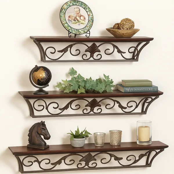 Classic_Wooden_Wall_Shelves_with_Ornate_Metal_Brackets_-_3-Tier_Display_Unit