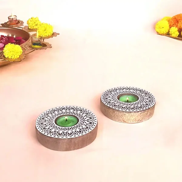 Handmade_Wooden_Block_Print_Tea_Light_Candle_Holder_Perfect_For_Diwali_Rangoli_&_Home_Decor