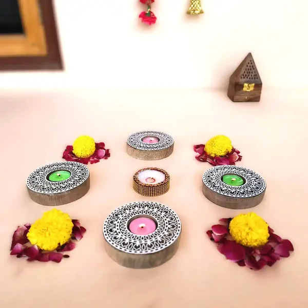 Handmade_Wooden_Block_Print_Tea_Light_Candle_Holder_Perfect_For_Diwali_Rangoli_&_Home_Decor