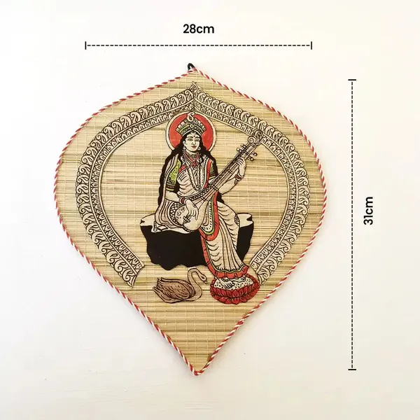 Divine_Saraswati_Wall_Hanging_Made_Of_Bamboo_Wall_Decor