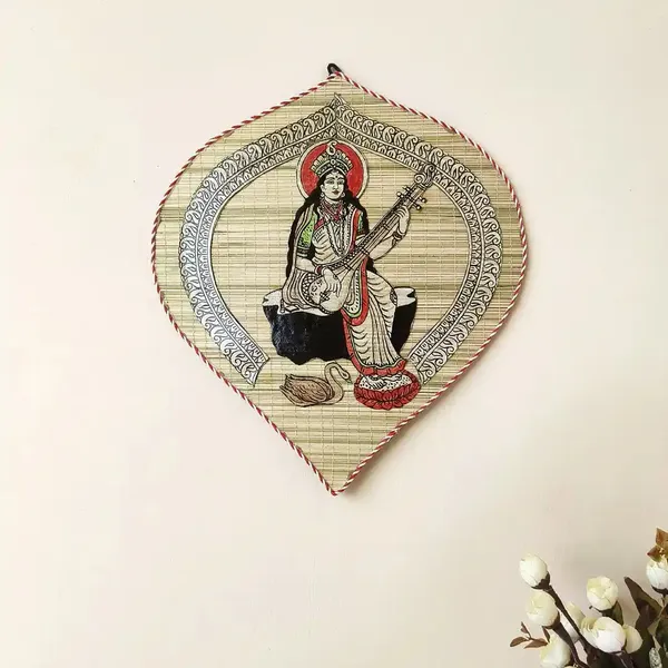 Divine_Saraswati_Wall_Hanging_Made_Of_Bamboo_Wall_Decor