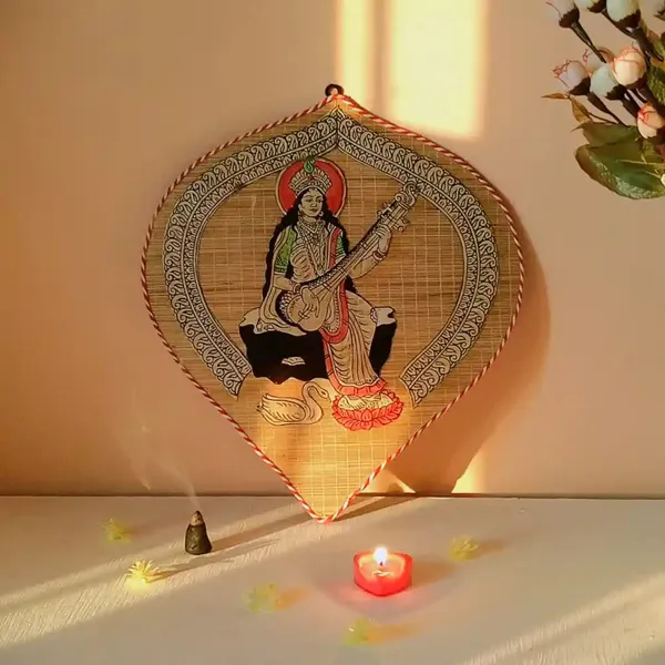Divine_Saraswati_Wall_Hanging_Made_Of_Bamboo_Wall_Decor