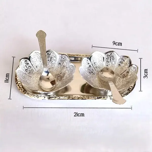 Set_Of_2_Silver_Lotus_Bowl_Set_With_Embossed_Tray_Kitchenware_Bowls_Spoon_With_Tray