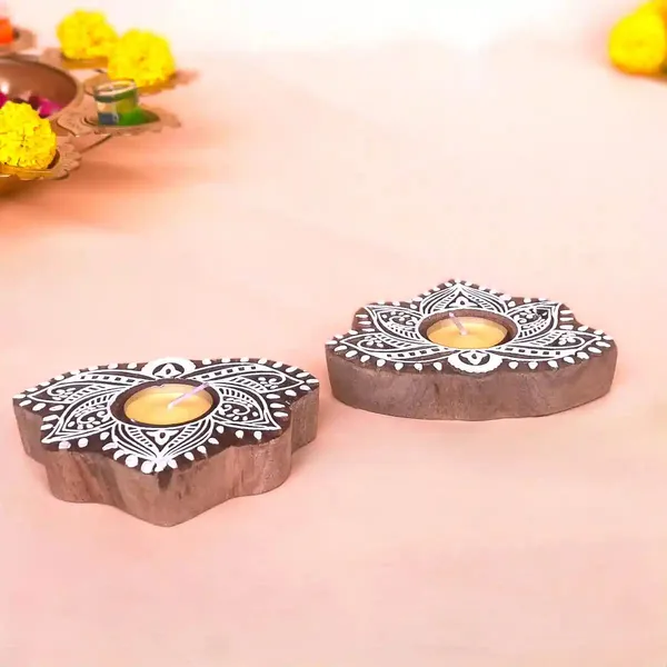 Wooden_Leafshaped_Block_Print_Tea_Light_Holder_Perfect_For_Diwali_Rangoli_&_Home_Decor